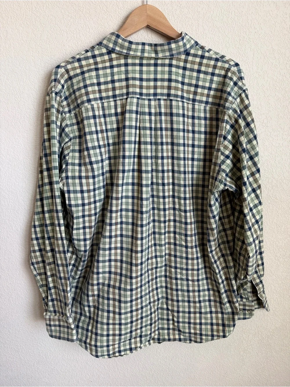 Viyella Vintage Cotton Wool Plaid Button Down Shirt Size L Green Brown Mens - Picture 10 of 13